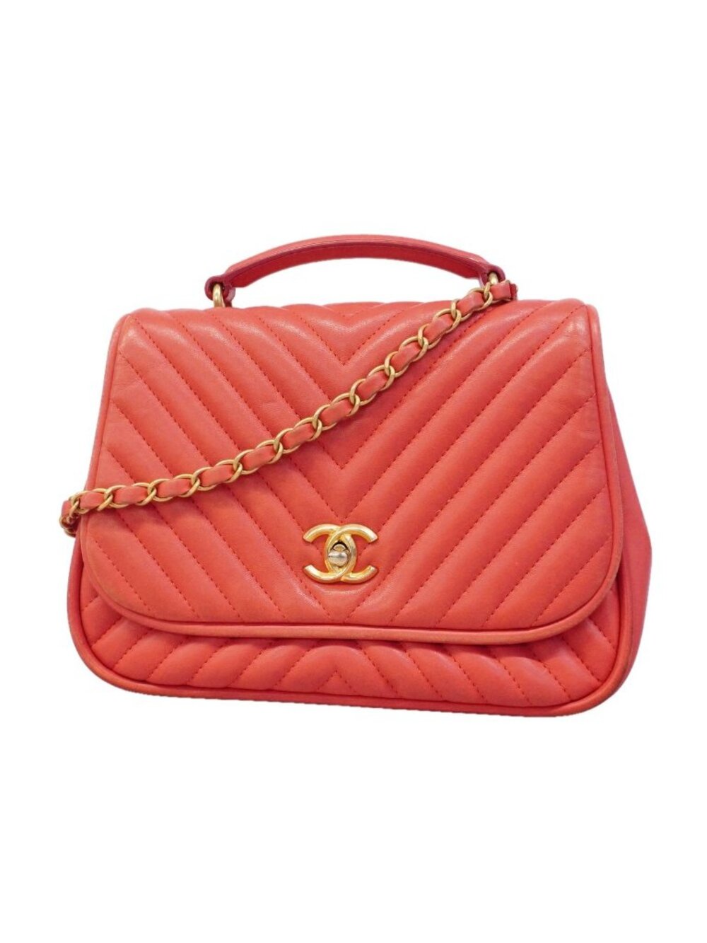 Chanel Handbag V-stitch Lambskin Pink Gold 2-Way Bag